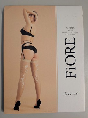 Fiore JARDIN Strapsstrümpfe Stockings nude mit Lurex Gr 4