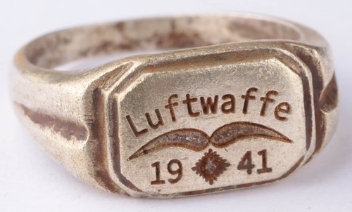 Luftwaffe 1941 Fuerza Aérea 835 Plata Segunda Guerra Mundial Anillo Alemán Segunda Guerra Mundial Alemania Ejército Wehrmacht - Imagen 5 de 16