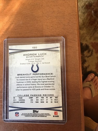 11 BM Gold RC, 15 Triple Treads Andrew Luck Jersey White, Blue (TD)(FOR)(12) 1/1 - Picture 6 of 6