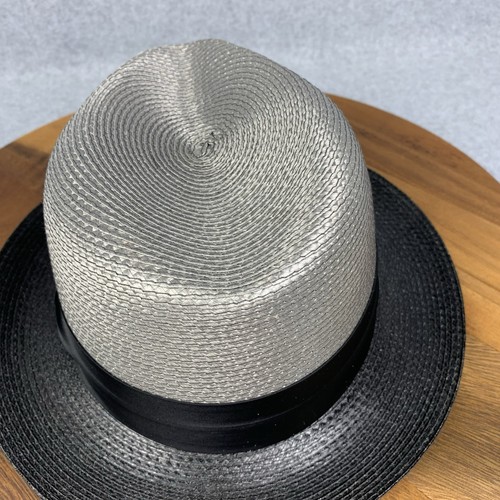 Nuevo Sombrero Dobbs Fifth Ave 2 Tonos Panamá Fedora Gris Negro Paja Trenzado Para Hombre 7 1/2 - Imagen 10 de 19