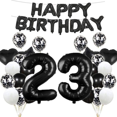 Black Theme Happy Birthday Foil Balloons Bunting Banner Party Decoration UK - Picture 4 of 47