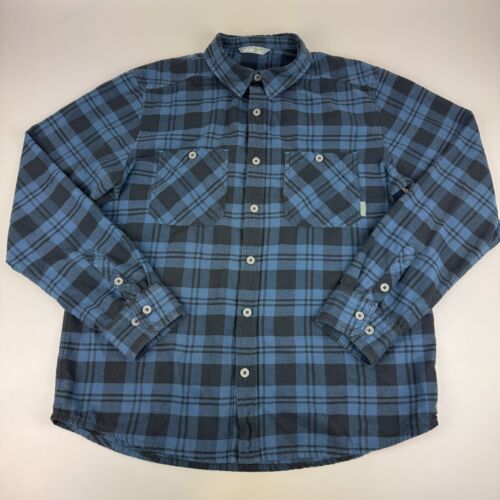 Stio Mens Size L Miter Flannel Button Up Plaid Long Sleeve Shirt Blue