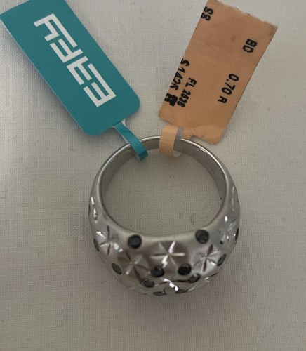 Anello EFFY BH Argento Misura 7,50 Diamante Nero 0,70 Ct Forma Cupola Ovale W.Rodio Nuovo con etichette - Foto 7 di 8