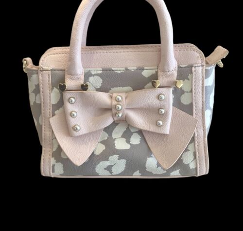 Betsey Johnson Small Tote/Crossbody Pink & Gray with Bow - Picture 3 of 15