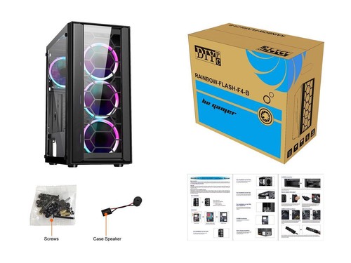 DIYPC Rainbow-Flash-F4-B Black Steel / Tempered Glass ATX Mid Tower Computer Cas - Picture 11 of 11