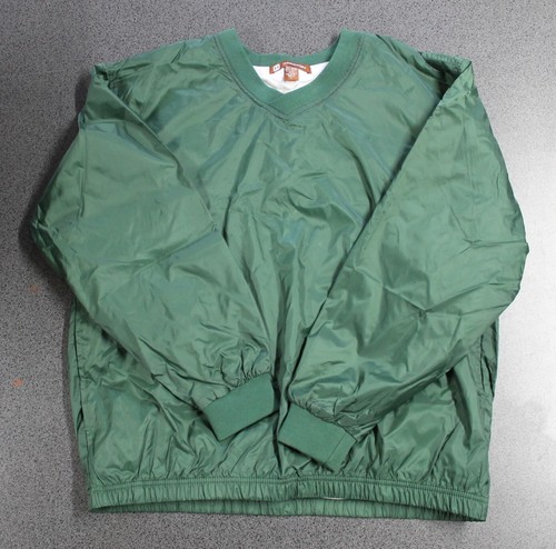 Harriton Windbreaker Jacket, Mens Large, Long Sleeve V-Neck Green Golf Outdoors - Picture 1 of 6