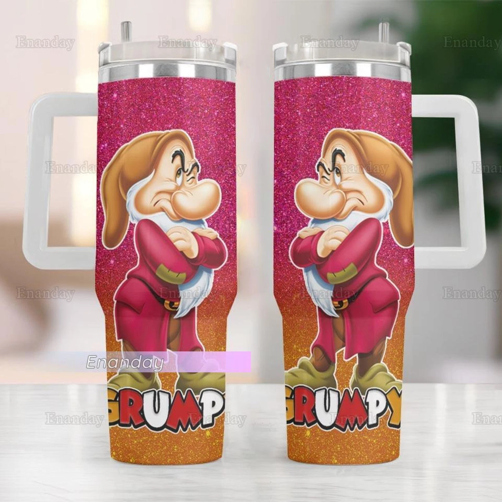 Grumpy Seven Dwarfs 40oz Tumbler with Handle