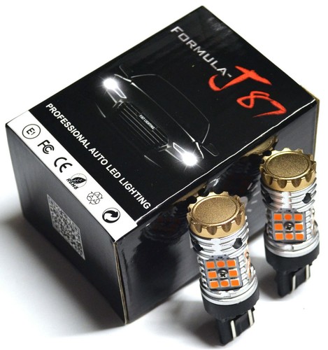 Hyper Flash Free LED Light W21/5W Amber Two Bulbs Front Turn Signal Upgrade Lamp - Picture 2 of 12