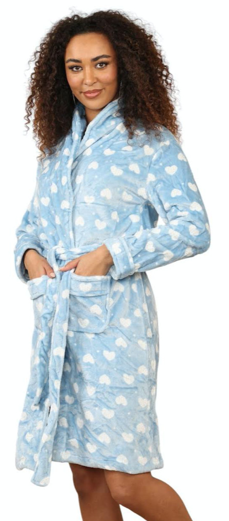Womens Branded Warm Soft Fleece Bathrobe  Dressing Gown FluffyBath Robe Ladies