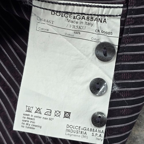 Dolce & Gabbana "Martini" Button Up Shirt Mens 15 3/4-40 Brown Striped Italy - Picture 6 of 9