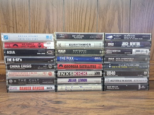 24 1980s Pop / Rock Cassettes INXS Adams B-52s Def Leppard Eurythmics UB40 Asia - Picture 1 of 16