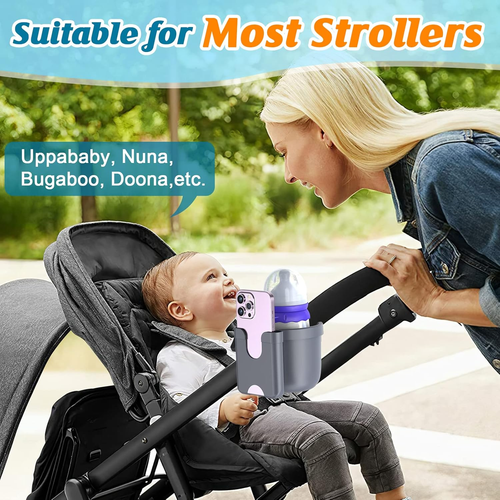 Getränkehalter für Rollator, Kinderwagen Getränkehalter Befestigung mit Handyhalter, Rollstuhl - Bild 3 von 12