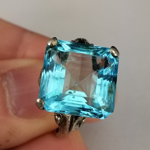 x5 RING LOT womens vintage gold over STERLING 925 aquamarine estate ALL SIZE 9 - Picture 10 of 12