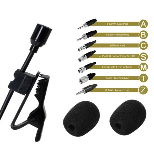 Omnidirectional Lavalier Lapel Clip Mic 3.5mm,3Pin 4-Pin XLR For Wireless System - Picture 1 of 59