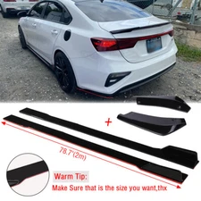 78.7" Side Skirt Extension Lip + Rear Bumper Diffuser Canard For Kia Forte 10-22