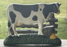 VINTAGE CAST IRON COW NAPKIN LETTER HOLDER