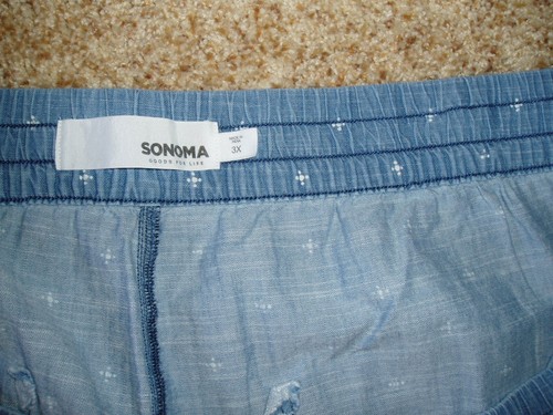 SONOMA Women Plus Sz 3X Shorts NWT $36 Lightweight Chambray Elastic Waist $0 S/H - Picture 4 of 4