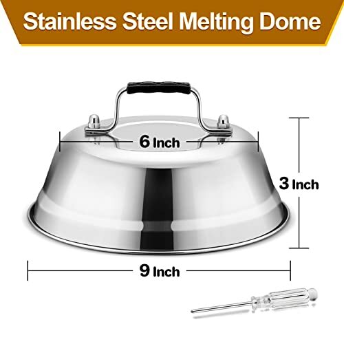 2Pc 9" Stainless Steel Round Basting Cover Cheese Melting Dome for Griddle Grill - Bild 7 von 7