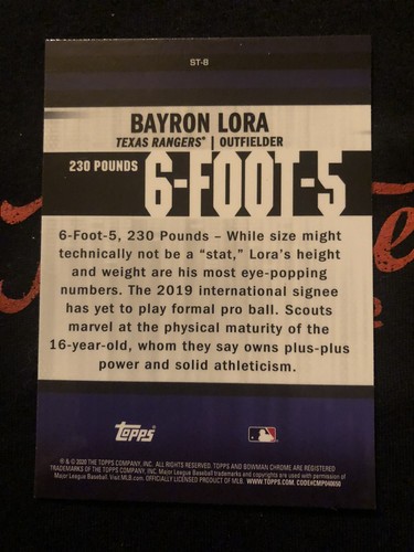 Bayron Lora 2020 - Bowman Chrome "Star Tracker" - Hot Prospect - Imagen 2 de 2