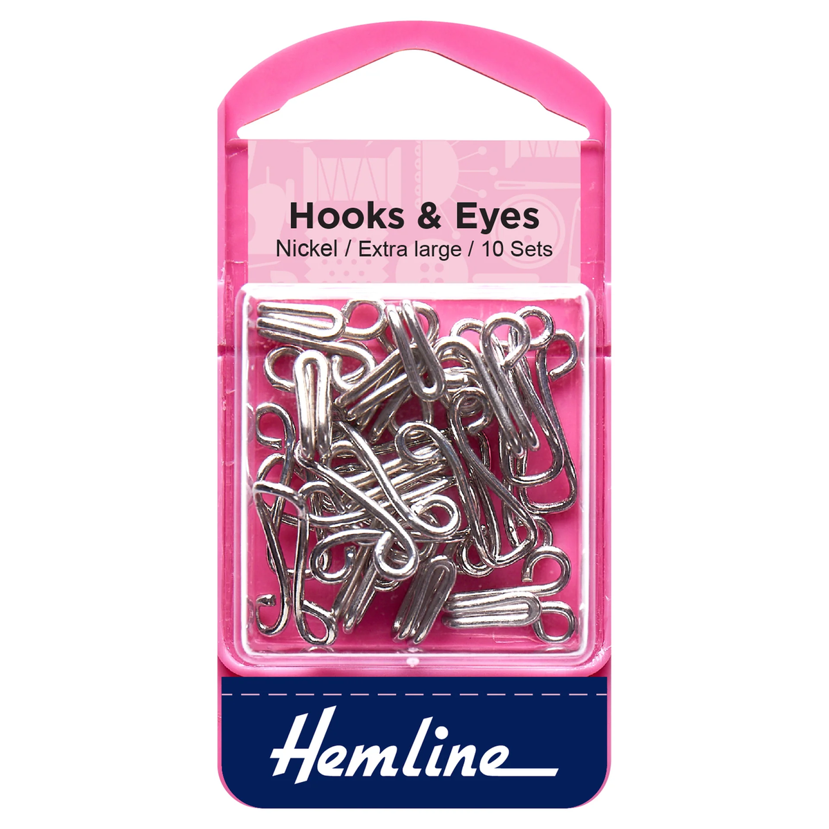 Hemline Hooks & Eyes: Nickel Coated - various sizes Hemline Hooks & Eyes: Nickel Coated - various sizes