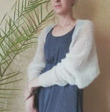 Wedding knitted mohair shrug Elegant bride poncho Style light wide scarf capelet