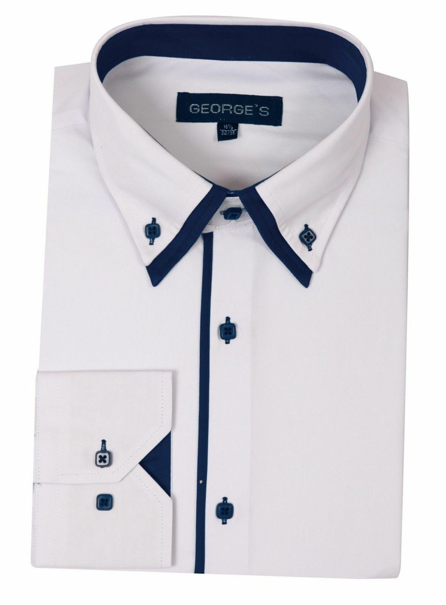 トップス Audire Double collar dress shirt (White) Spread Collar Dress Shirt in White Poplin | Shop Sid Mashburn