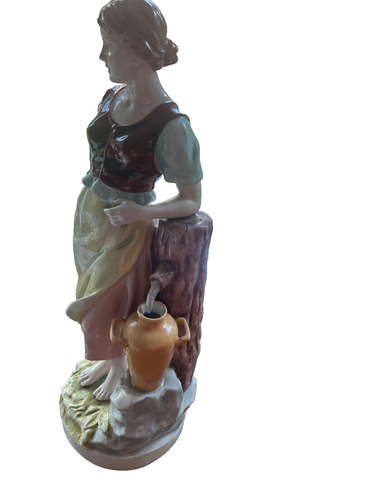 20 Inch High Figurine – Royal Dux Bohemian Porcelain Water Girl (See Damage) - Picture 9 of 15
