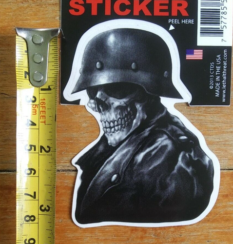DECAL OUTLAW BIKER DEATH SKULL MOTORCYCLE DECAL HELMET LETHAL THREAT - Picture 4 of 6