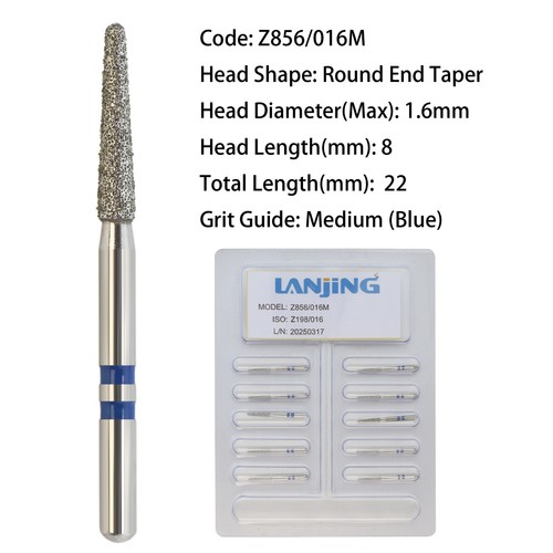 Dental Diamond Burs FG Zirconia Cutting Round End Taper Cylinder Football Ball - Picture 15 of 162