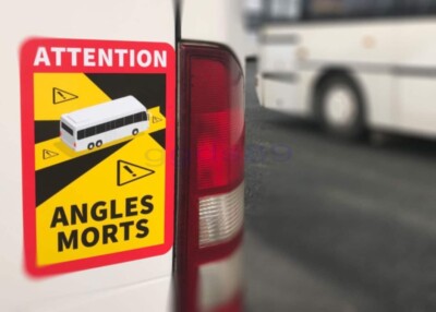 L.170 x H.250 Lot de 3 Autocollant waterproof Angles morts sur les v/éhicules lourds Bus Car Autocar