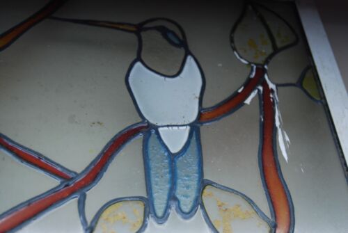 Large Vintage Antler Deer / Humming Bird Leaded Stain Glass Door Window 26" x40" - Picture 18 of 19