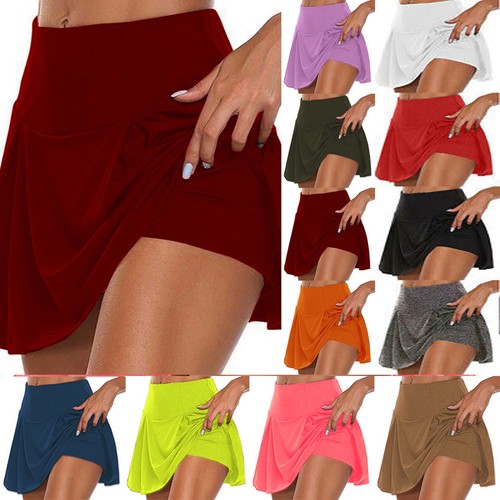 Women's Sport Skort Gym Yoga Workout High Waist Tennis Shorts Skirt Plus Size - Picture 1 of 19
