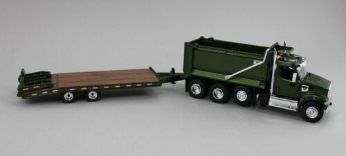 DCP 1:64 *GREEN* Western Star 49x Dump Truck w/Beavertail Tag Trailer *NIB* - Picture 3 of 7