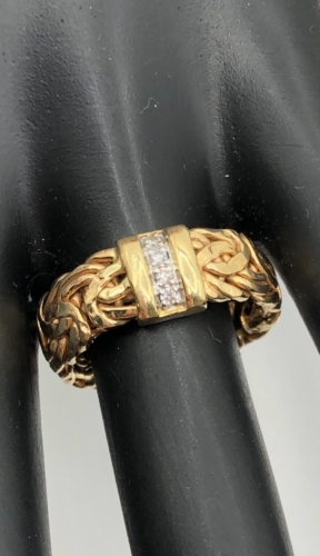 ANELLO BIZANTINO VINTAGE 14KT AK DIAMANTE MISURA 8 3,4 GRAMMI - Foto 9 di 10