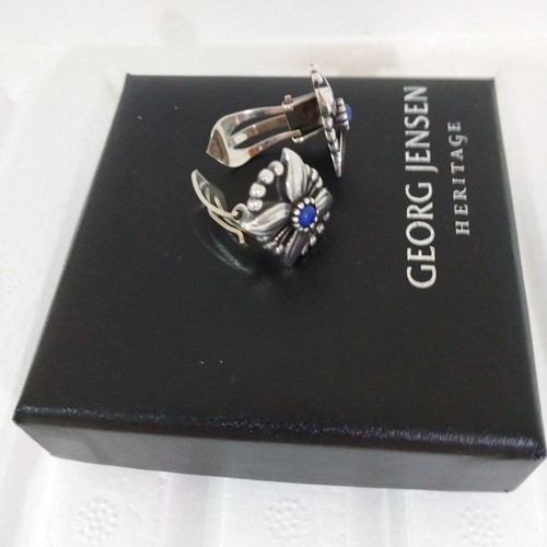 Georg Jensen Earrings Of The Year 1998 with Lapis Lazuli Ear Clips with box Mint - Picture 5 of 5