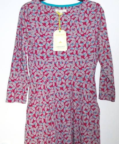 Robe blanche stuff charlotte rouge gris fleurie coton bio taille 8 neuve étiquettes neuve avec étiquette