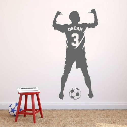 PERSONALISED FOOTBALLER SHIRT WALL ART STICKER BOYS KIDS CHILDREN'S BEDROOM - Picture 13 of 14