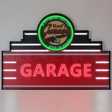 Neonetics 29ADDAD Dad's Garage LED Flex Art Deco Neon Sign Steel Can Design