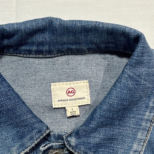 AG Adriano Goldschmied Denim Jean Trucker Jacket Mens Large Blue Cotton Stretch - Picture 4 of 11