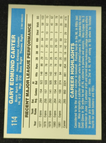 Gary Carter Signed Auto Autographed 1982 Donruss Baseball Card HOF Expos Mets - Picture 3 of 8