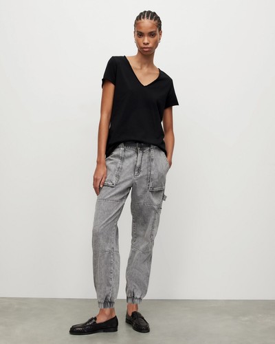 All Saints Womens Emelyn Tonic T Shirt Designer V-Neck Soft Cotton Tee Top - Picture 9 of 36