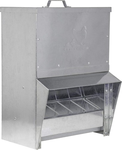 Durable Galvanized Poultry Feed Dispenser with Lid - 25LB Capacity Feed System - 第 4/9 張圖片