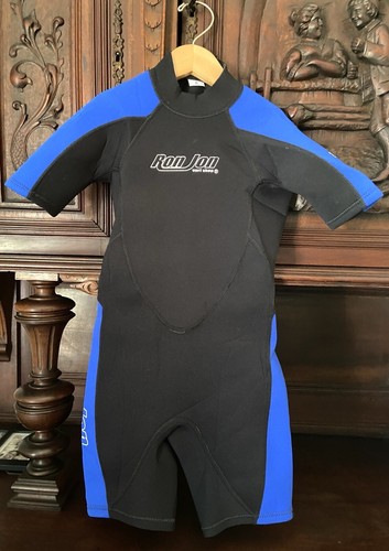 Hevto Ron Jon Surf Shop Kids Boys Girls Wetsuit Size 8 Blue Black USA - Picture 5 of 11