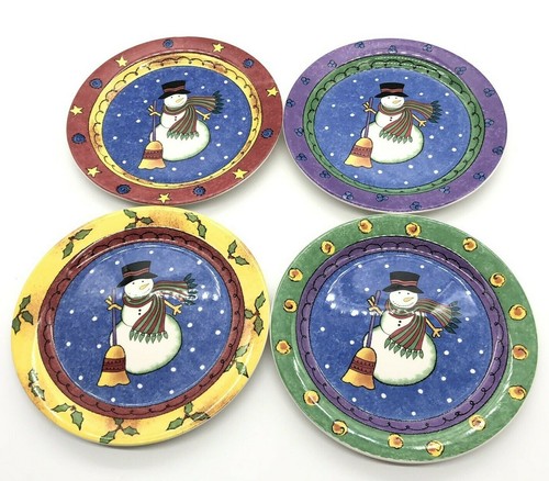 Lot of 4 Sango Sweet Shoppe Christmas Salad Dessert Plates Sue Zipkin NOS 8" - Picture 10 of 11
