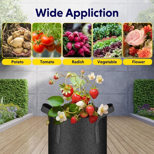 10/20-Pack 15 Gallon Thickened Grow Bags Nonwoven Fabric Pot for Garden Black - Picture 7 of 10
