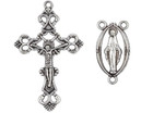 Pandahall 10sets Antique Silver Rosary Cross and Center Sets Alloy Crucifix