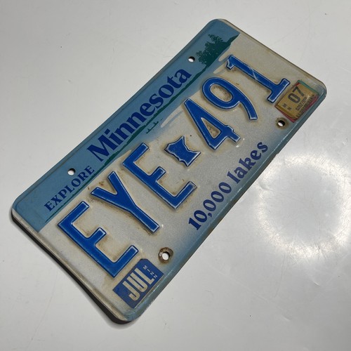 Minnesota License Plate # EYE 491 2007 Sticker Blue White - Picture 5 of 10
