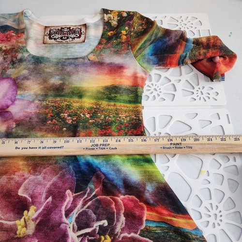 AMMA Made in LA 3/4 Sleeve Floral Print Flare Dress Sz Med Hippie Boho - Picture 10 of 12