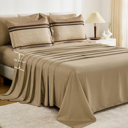 WONGS 7 PZ Set Trapuntino Queen King Size, Letto a Righe Marrone in Borsa Trapuntino - Foto 7 di 8