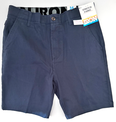 IRON CO Men's Stretch Shorts (SIZE 34) Flex Waist Flat Front